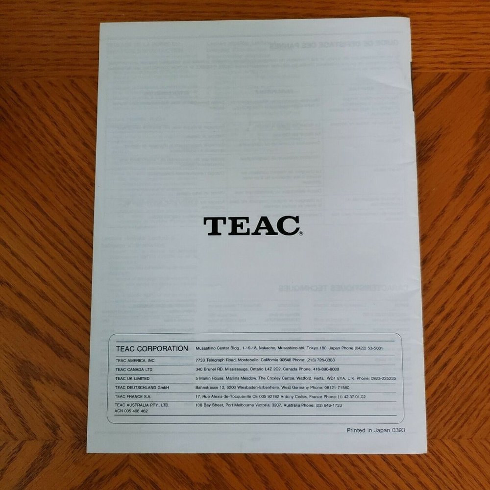 TEAC PD-D850 CD Player Compact Disc Changer Service Manual Original OEM Japan - Picture 2 of 5